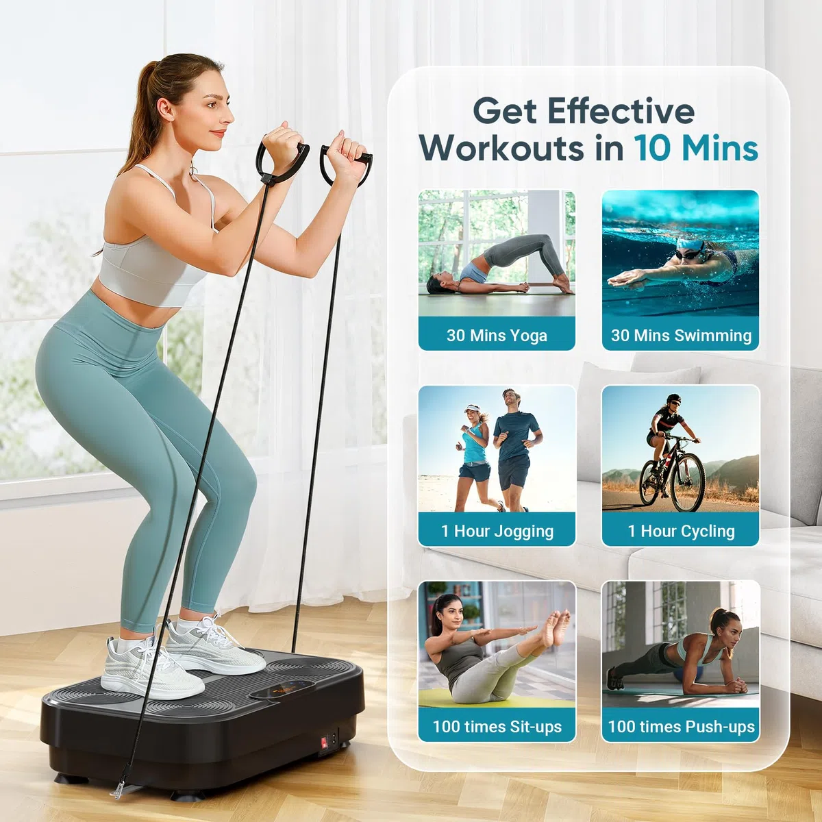 THERUN Plataforma Vibratoria para Casa, Plataforma Vibración Muscular con 99 Niveles de Intensidad y 5 Programas Preestablecidos, Entrenamiento de Cuerpo Completo y Tonificación Muscular