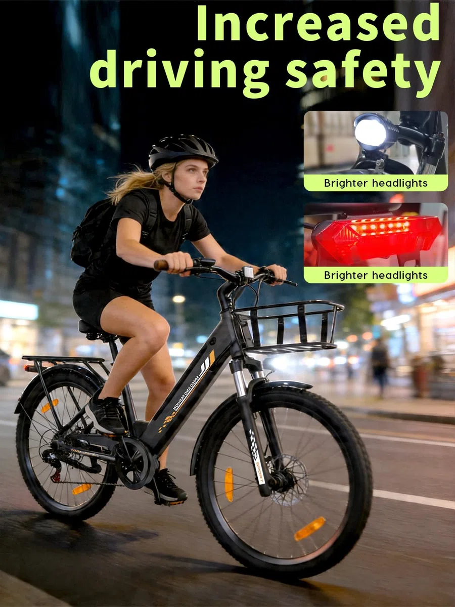 26" Bicicleta Eléctrica para Adultos, Motor de 250 W, batería extraíble de 36 V y 13 Ah, autonomía de hasta 100 km, 7 velocidades, Asistencia al pedaleo hasta 25 km/h (Gris)