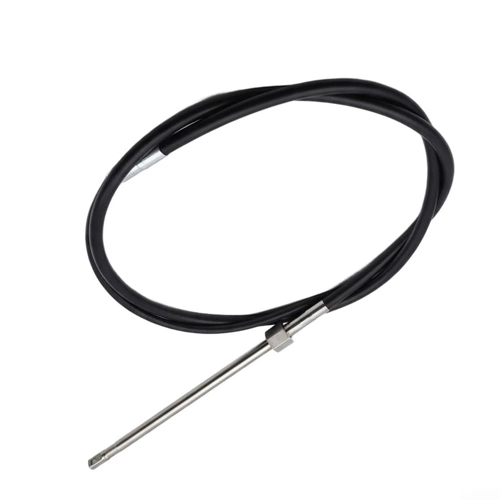 Cable de dirección de barco, kit de timón fuera de borda giratorio para lanchas rápidas de pesca marina, alambre de control de baja fricción de acero inoxidable, negro (12 pies)