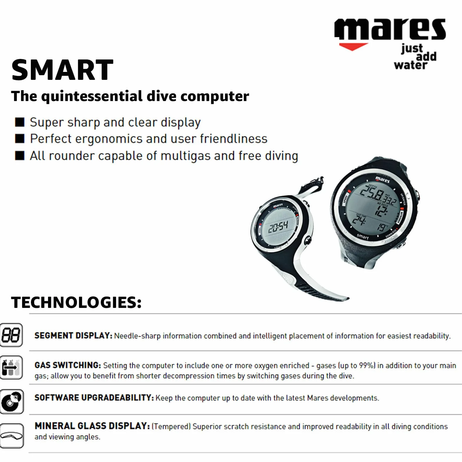 Mares Smart - Ordenador de Buceo, Talla Bx