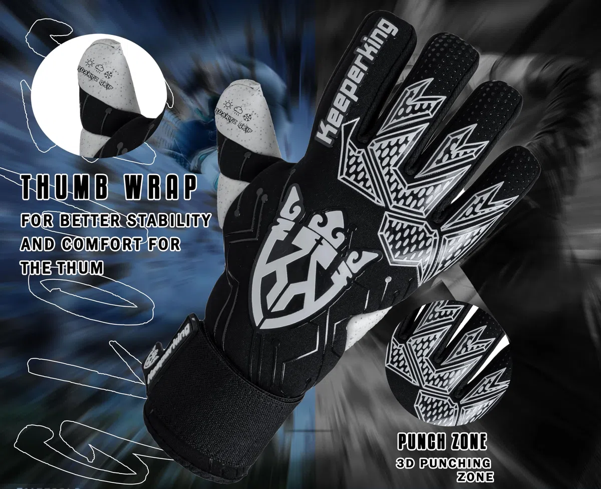 Keeperking Guantes Profesionales de Portero de fútbol para niños, jóvenes, Adultos, Hombres, Guantes de Portero de fútbol, protección de Palma de látex Giga de 4 mm, muñeca elástica Doble con Corte