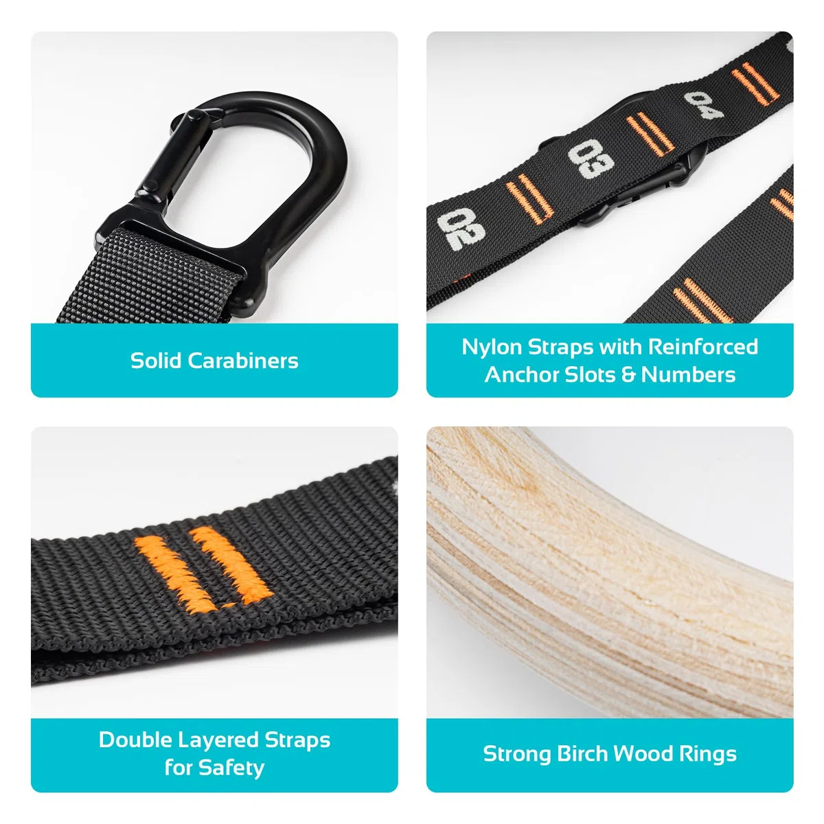 Vulken - Anillos de Gimnasia de Madera con Correas numeradas Ajustables. Anillos olímpicos de 1.25 Pulgadas para Entrenamiento de núcleo, Crossfit, Entrenamiento de Peso Corporal. Anillos de Gimnasio