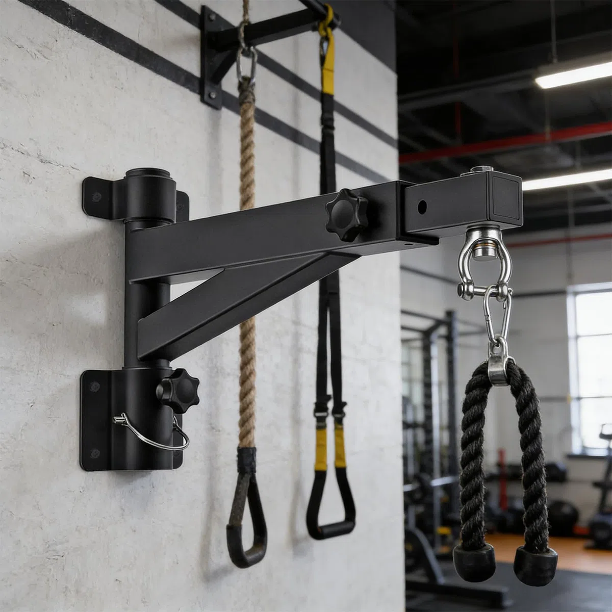Soporte de pared para saco de boxeo, soporte giratorio de alta resistencia, soporte de pared ajustable para sacos de boxeo, kickboxing y speed bags, regulable de 43 a 63 cm, hasta 113-227 kg