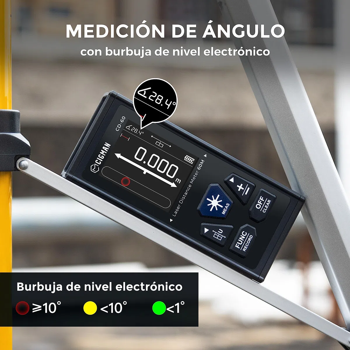 CIGMAN Telémetro Láser Bilateral, hasta 120m (hasta 60 m en Cada dirección), batería Recargable, Cable de Carga Tipo C, CD-60