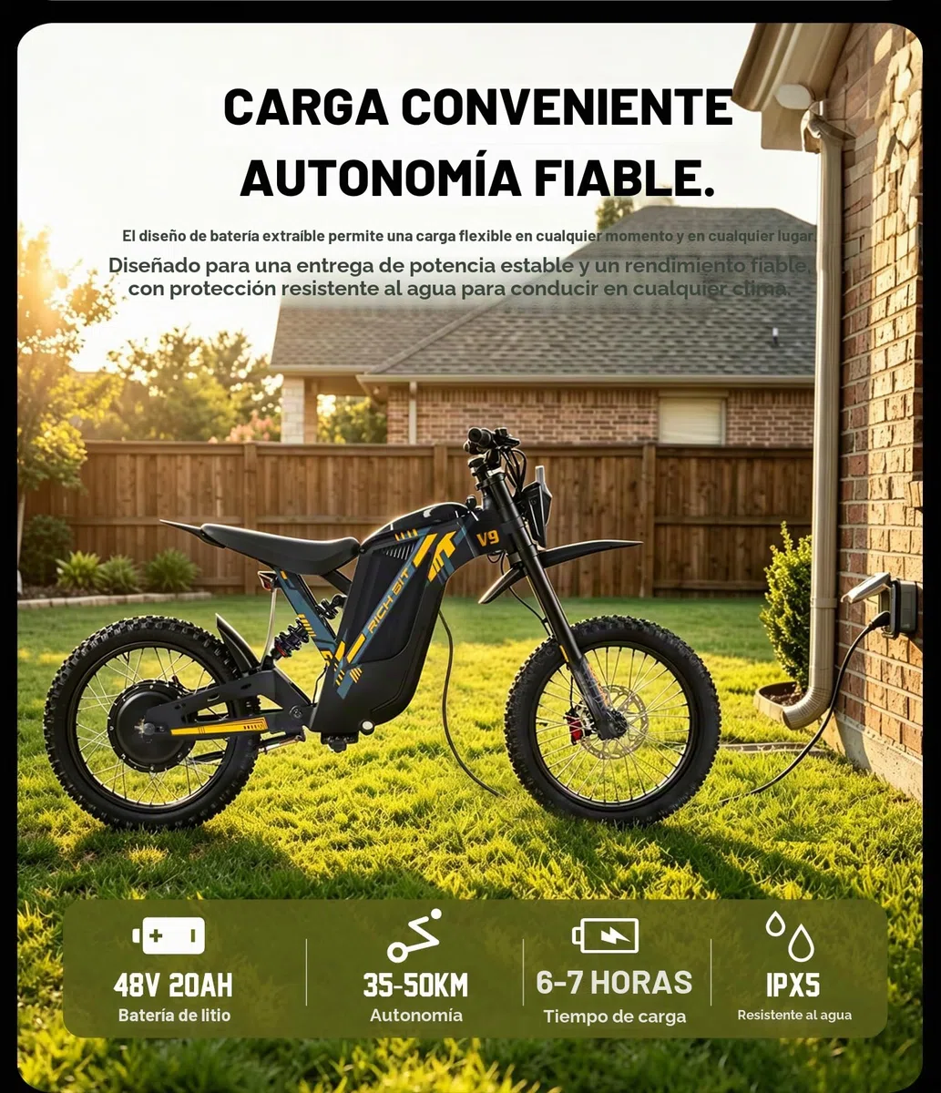 Bicicleta eléctrica de montaña V9 Ultra de cysum, batería de alta potencia de 48 V y 20 Ah, autonomía de 65 km, doble suspensión, bicicleta eléctrica todo terreno