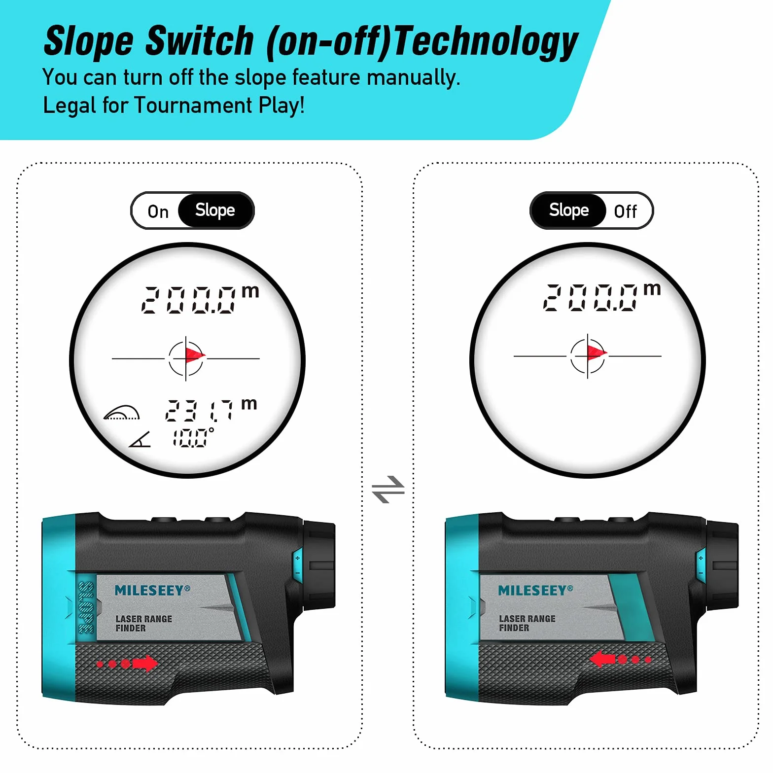 MiLESEEY Telémetro de Golf con Ventosa Magnética, Telemetro Golf 600 m con Bloqueo y Marcadores Vibración, Inclinación Activable/Desactivable, Legal para Competiciones de Golf, Aumento 6X, Carga USB