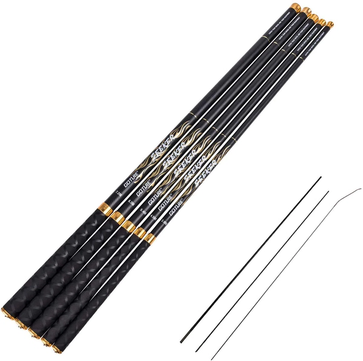 Goture - Caña de pescar para la pesca de carpa, de fibra de carbono, ultraligera, telescópica (3 m)