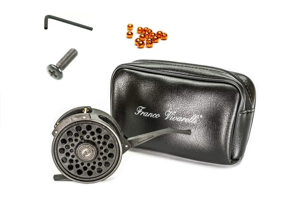 Carrete DE Mosca SEMIAUTOMATICO [Pack con Llave Allen + Tornillo ATACAÑAS DE Repuesto + 20 Bolas Cabeza de tungsteno Plus Cobre 2,8 mm]