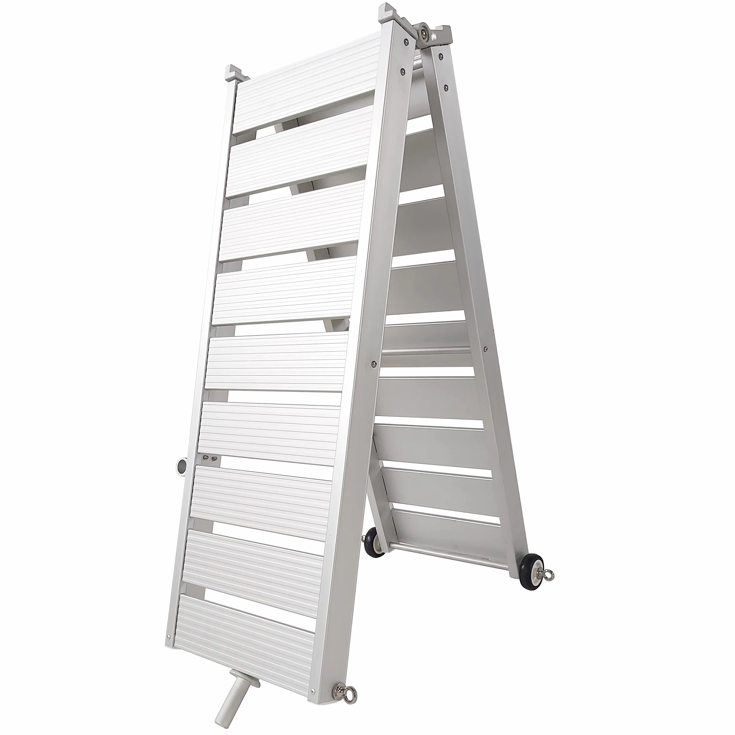 Pasarela para Barco Gangway Yate Velero de Aluminio Plegable Ligera con Toma de Anclaje Ruedas con Rodamientos Superficie Antideslizante 200cm MG200