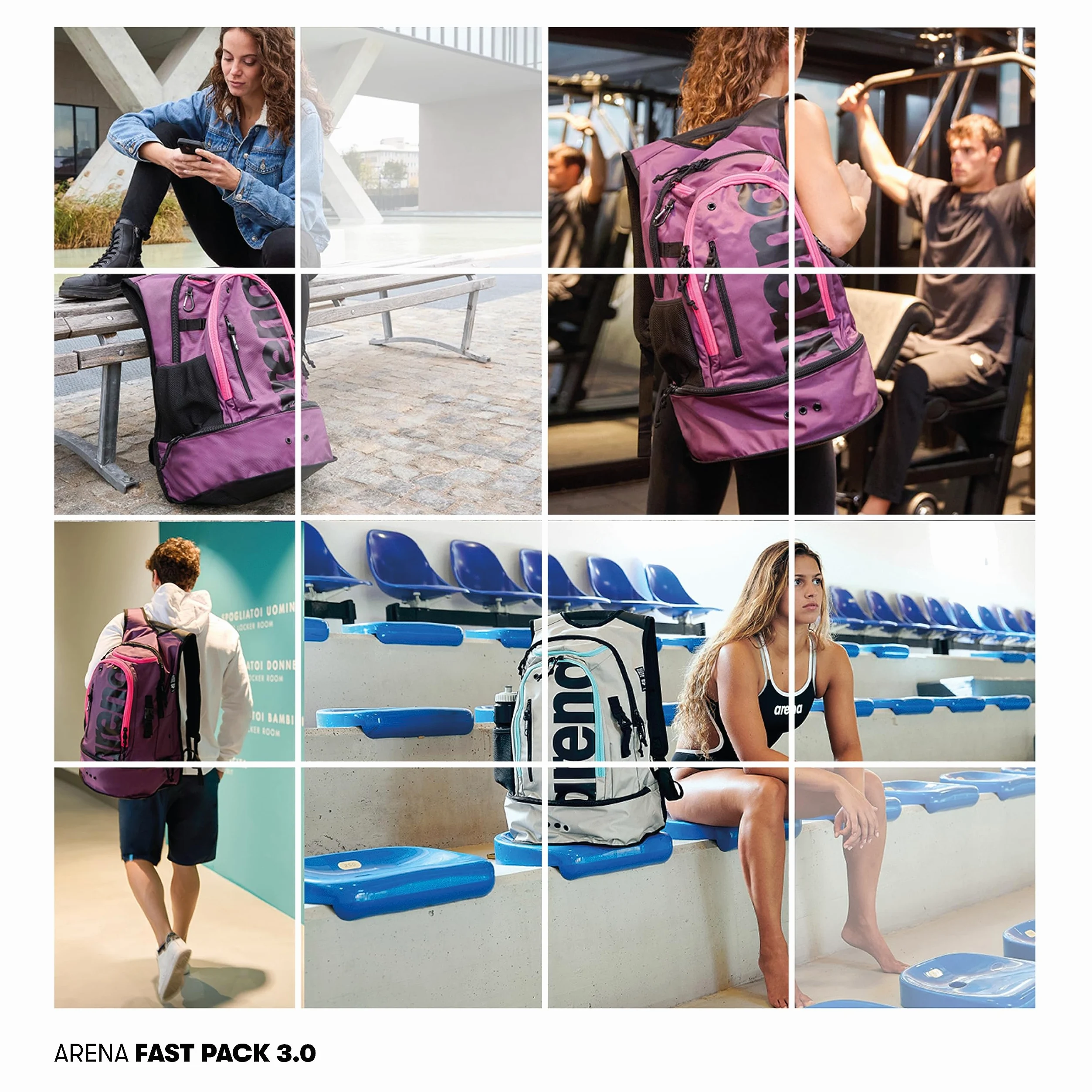 Arena Fastpack 3.0 Bolsa Deportiva para Natación, Playa, Gimnasio y Deporte, Bolsa de Viaje de Tejido Hidrófugo con Tirantes Acolchados, Compartimento para Zapatos y Ropa Mojada, 40 L