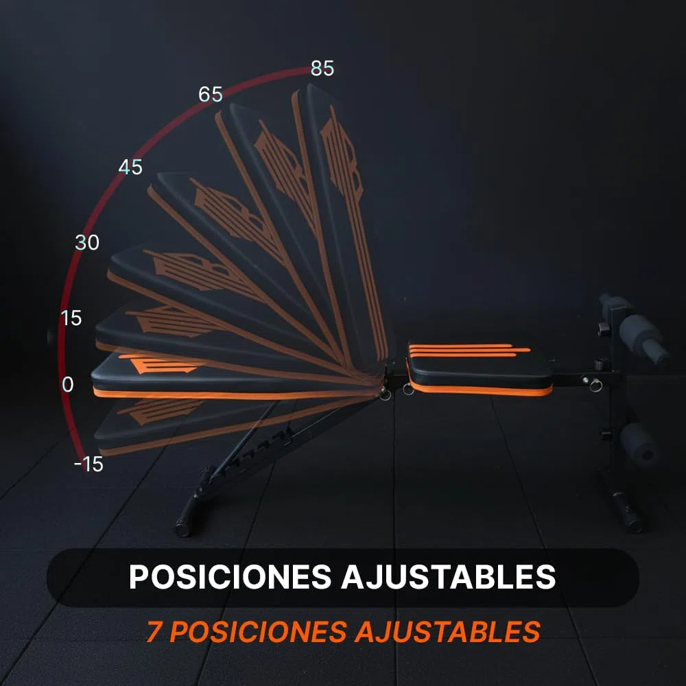 ManiBoom Banco Musculación PLEGABLE para Entrenamiento en Casa Banco de Pesas Robusto con Altura Ajustable 7 Niveles Tabla de Abdominales Cómoda y Fácil de Montar Maquina Gym Carga Máxima de 250KG