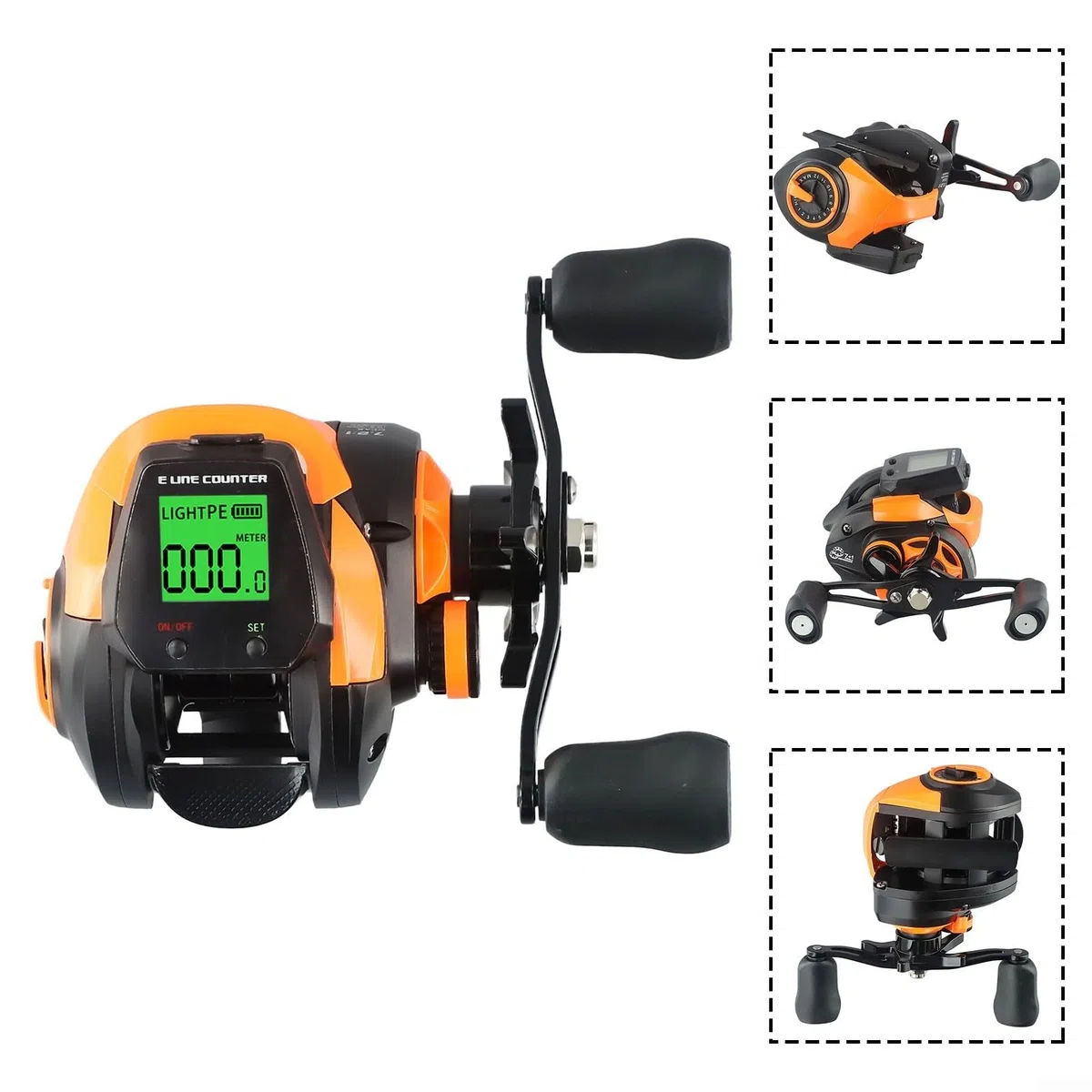 Carrete de pesca digital, carrete de pesca eléctrico con pantalla digital, rueda de cebo recargable recargable