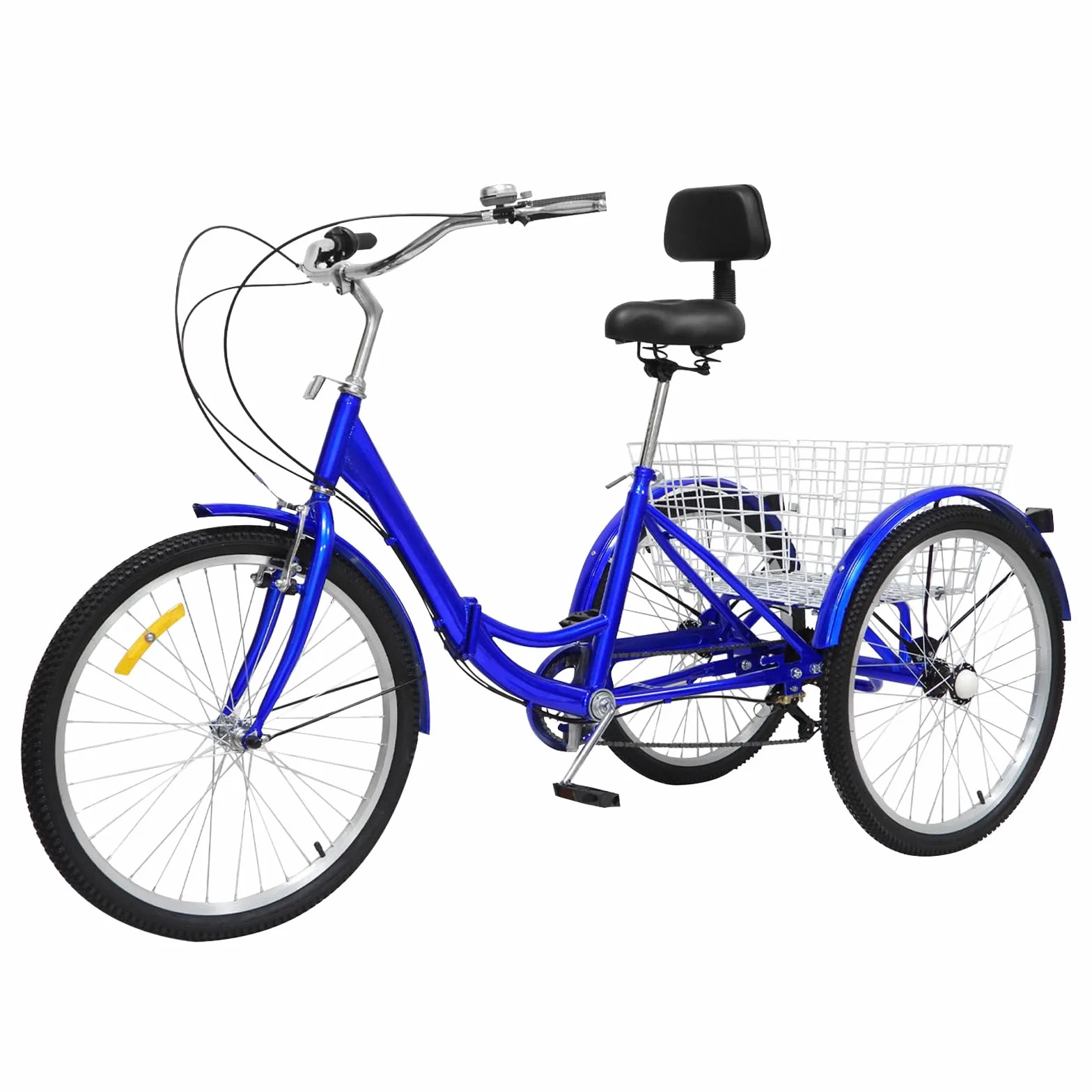 Triciclo plegable de 24 pulgadas para adultos, bicicleta para personas mayores, triciclo plegable con cesta de almacenamiento, 7 velocidades, ideal para ir de compras, capacidad de peso 120 kg