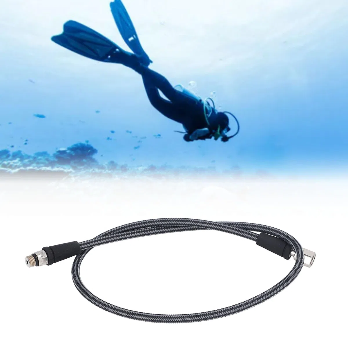 Keenso Manguera de Alta Presión para Buceo, Flexible, Segura, Tejida de Fibra de Carbono Profesional, Mide con Precisión la Alta Presión, Accesorio de Buceo Ideal