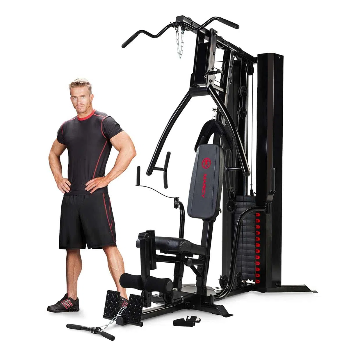 Marcy HG5000 Multiestación con columna de pesos de 90 kg, genera resistencia hasta 115 kg