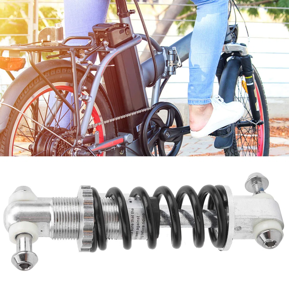 Tissting Amortiguador de Bicicleta Bicicleta Aleación de Aluminio Acero 150mm Puntales 2000kg Carga Máxima Amortiguación Trasera Amortiguador de Resorte de Bobina para Bicicletas de Montaña