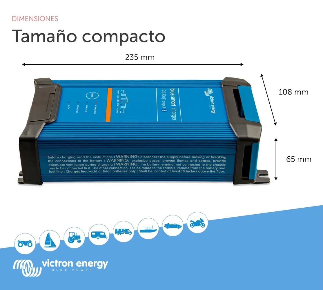 Victron Energy Blue Smart IP22 12-Voltios 20 amperios 230V, Cargador de Batería de Salida Única CEE 7/7, Bluetooth