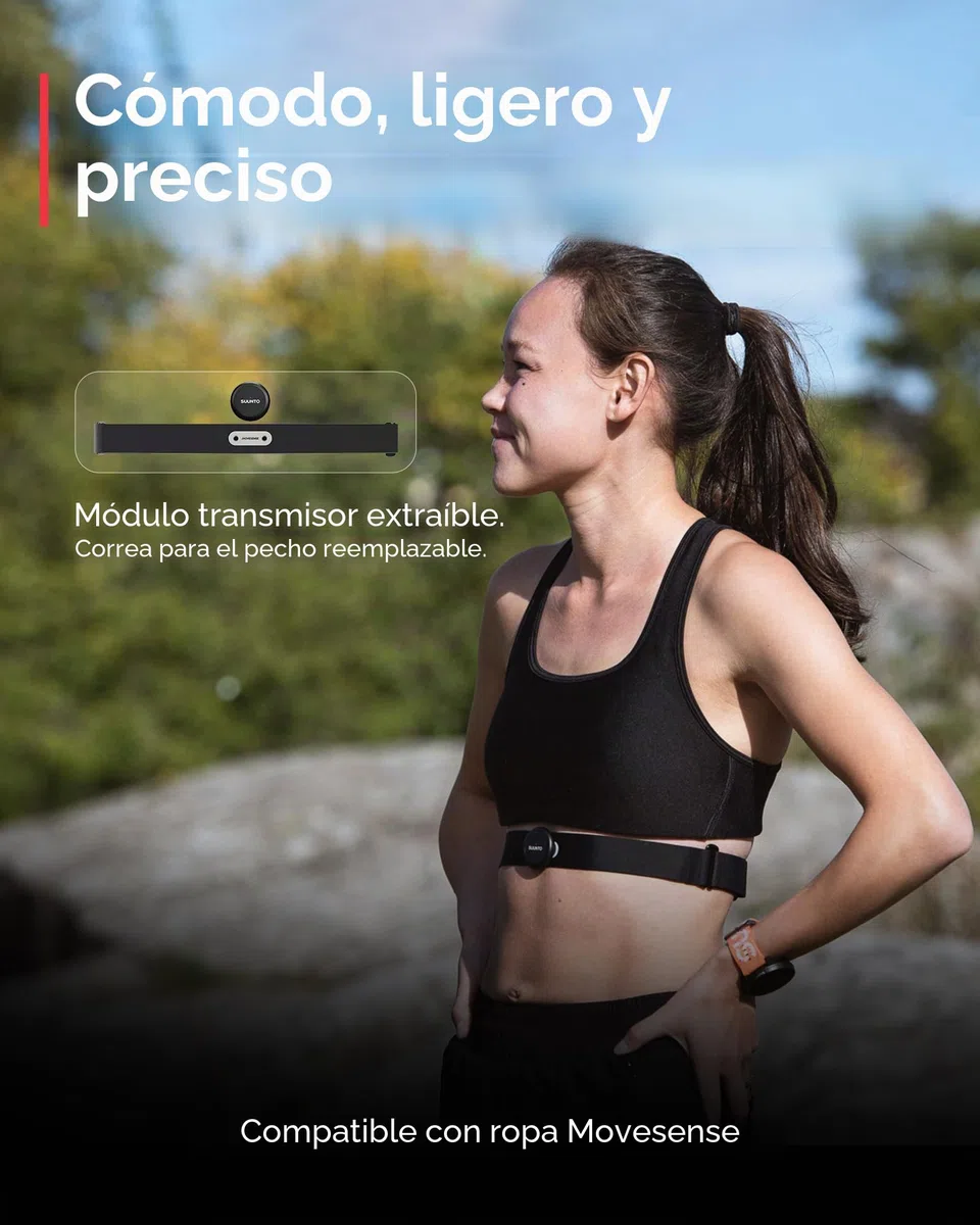 SUUNTO Cinturón Inteligente de frecuencia cardíaca: Seguimiento Superior de la frecuencia cardíaca, Ajuste cómodo, Negro