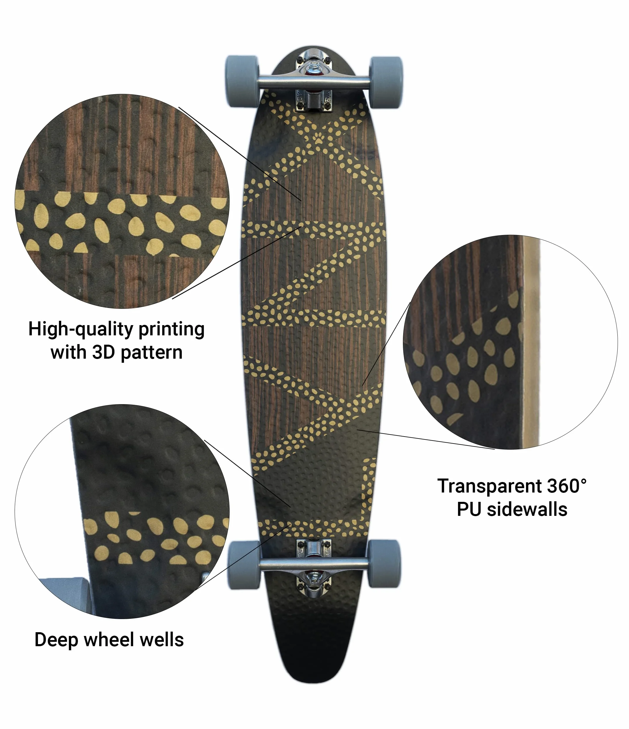 SWITCH Lynx Pintail Longboard Switch 97 cm: ideal para cruising, ABEC-9, fibra de vidrio, Flex Paris V2 150 mm, para jóvenes y adultos, cruiser, fabricado en Europa, ligero
