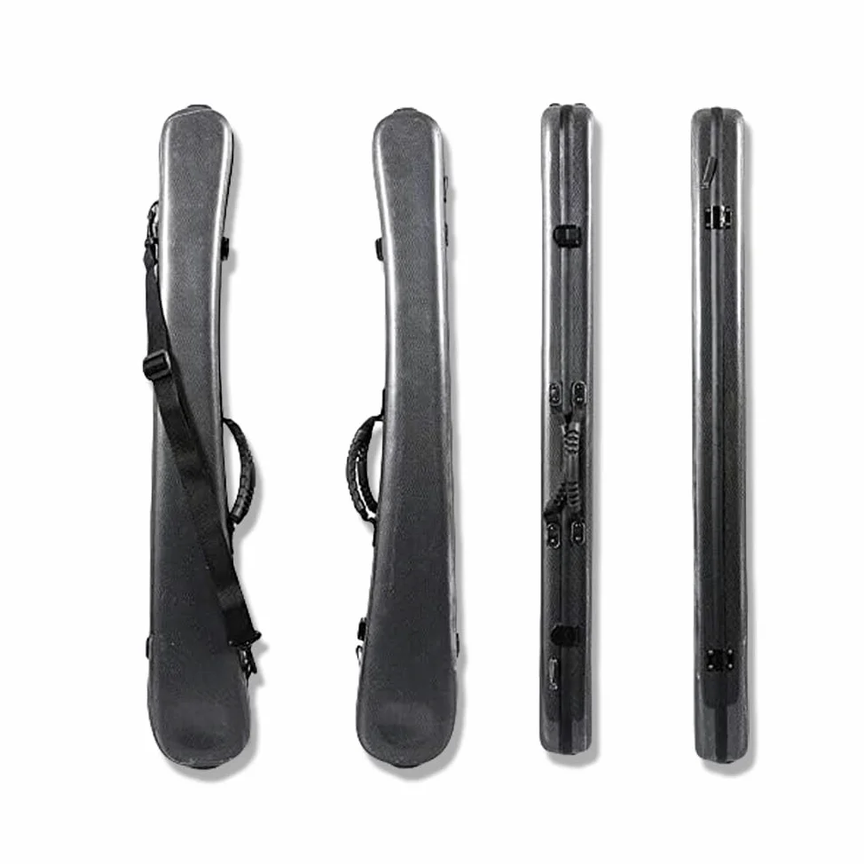 yinfente Funda de fibra de carbono para arco de bajo vertical Geman French Double Bass Bow Hold 2pcs Bows Hard Bow Case Black