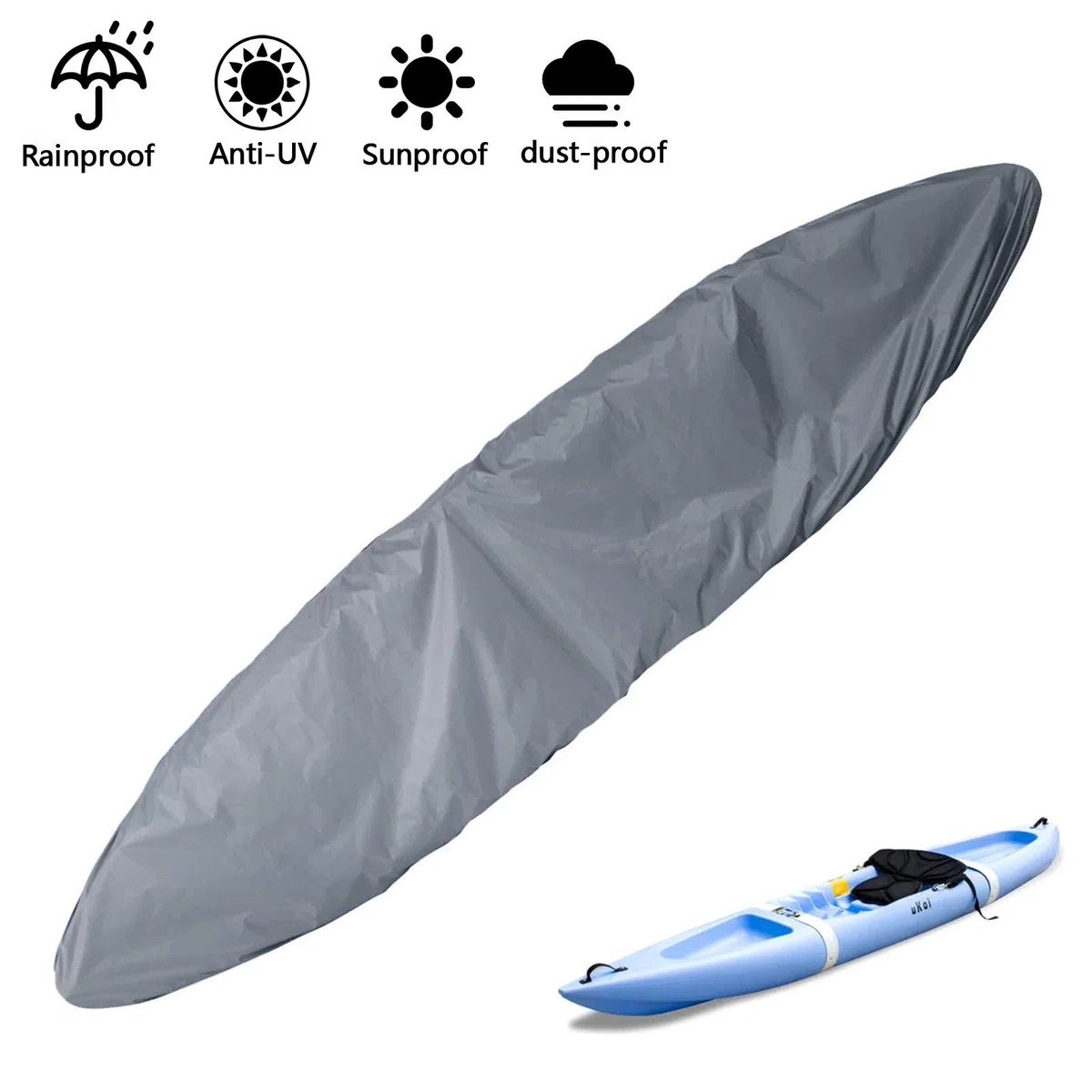 Cubierta para Canoa Cubierta Universal Profesional para Almacenamiento de Kayak Impermeable Resistente A Los Rayos UV Protección contra El Polvo para 4,1-4,5 M
