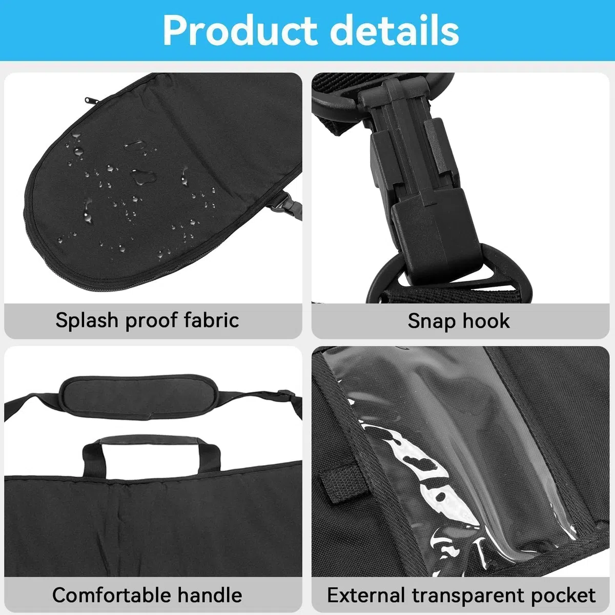 Bolsa De Transporte De Canoa Kayak, Bolsa De Almacenamiento De Remo De Barco Funda De Bolsa Para Transporte De Almacenamiento De Canotaje De Remos (Black)