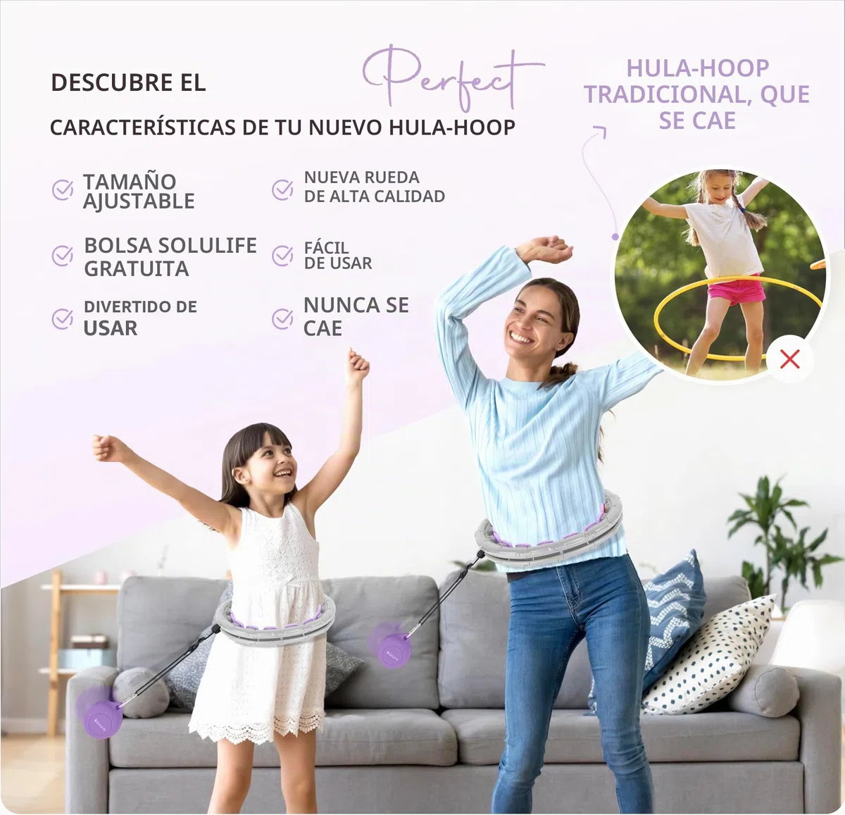 Hula Hoop Niña para Fitness: Diseño Único, Fácil y Ajustable. ¡Diversión Garantizada! Hula Hoop para Adultos Disponible: Ejercicio Divertido y Saludable para Todas Las Edades.