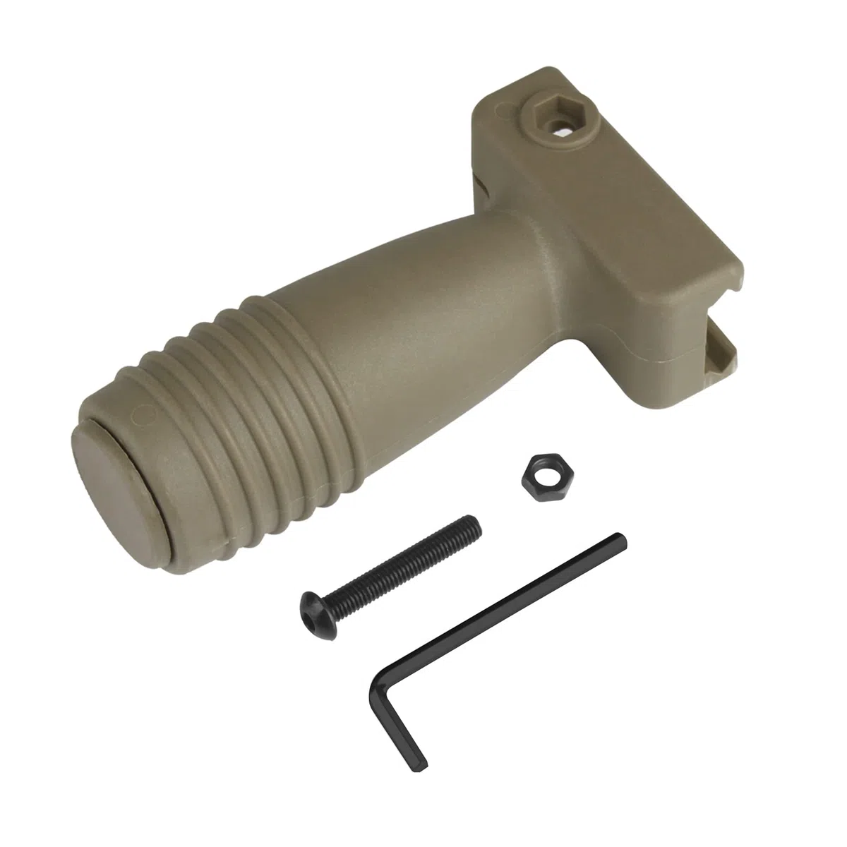 Empuñadura frontal Foregrip de nailon para airsoft, mango vertical Fore Grip para raíles Picatinny de 20 mm, montaje CJ/WB-03 (caballero cilíndrico, tan)