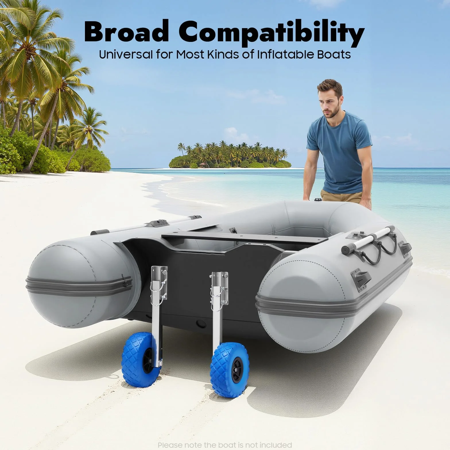 Ruedas traseras deslizantes de acero inoxidable, ruedas de transporte desmontables, ruedas para botes hinchables, ruedas de transporte, ruedas deslizantes con carga de 150 kg para todo tipo de