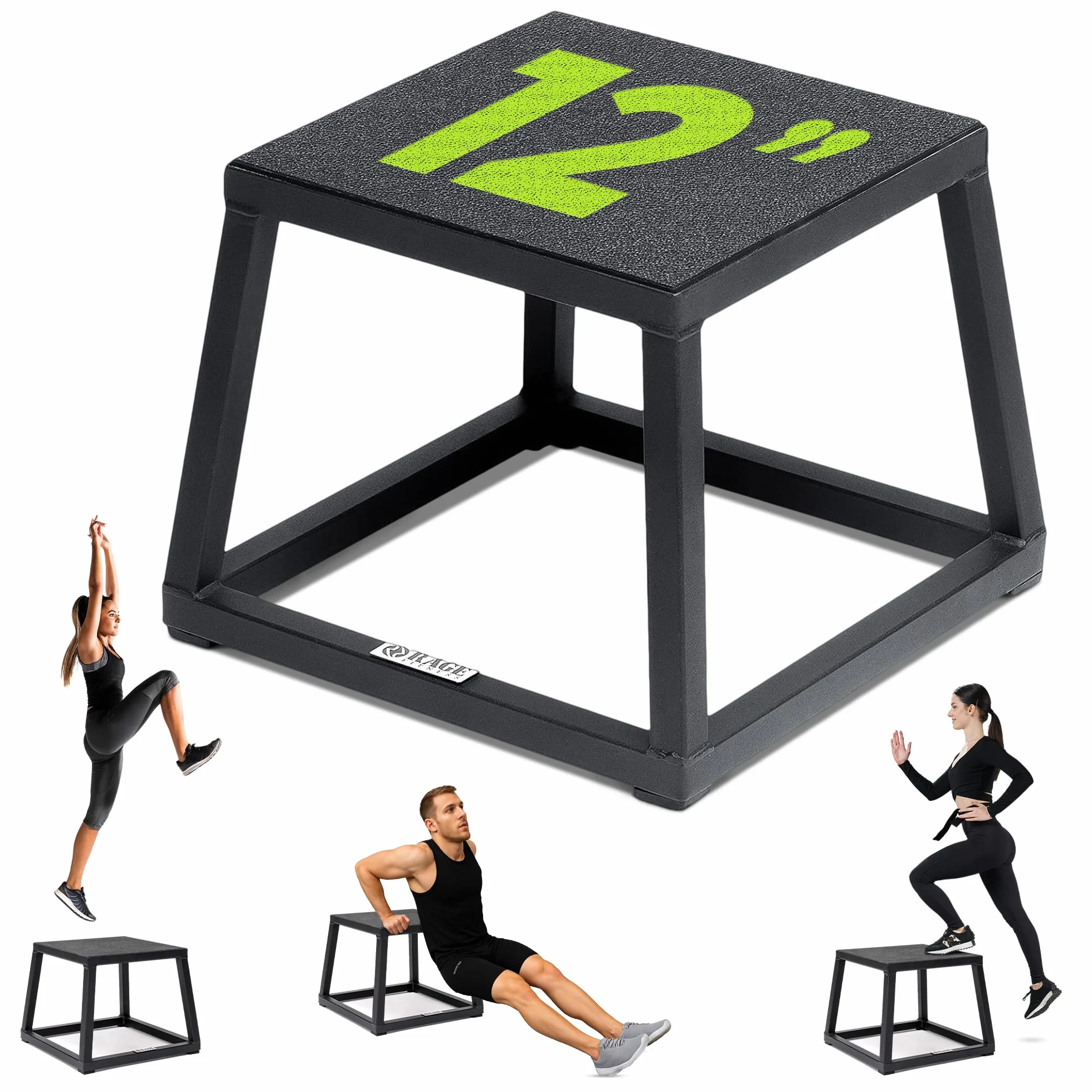 Rage Fitness Caja pliométrica de Acero de 12 Pulgadas, Color Negro (CF-PB012/S)