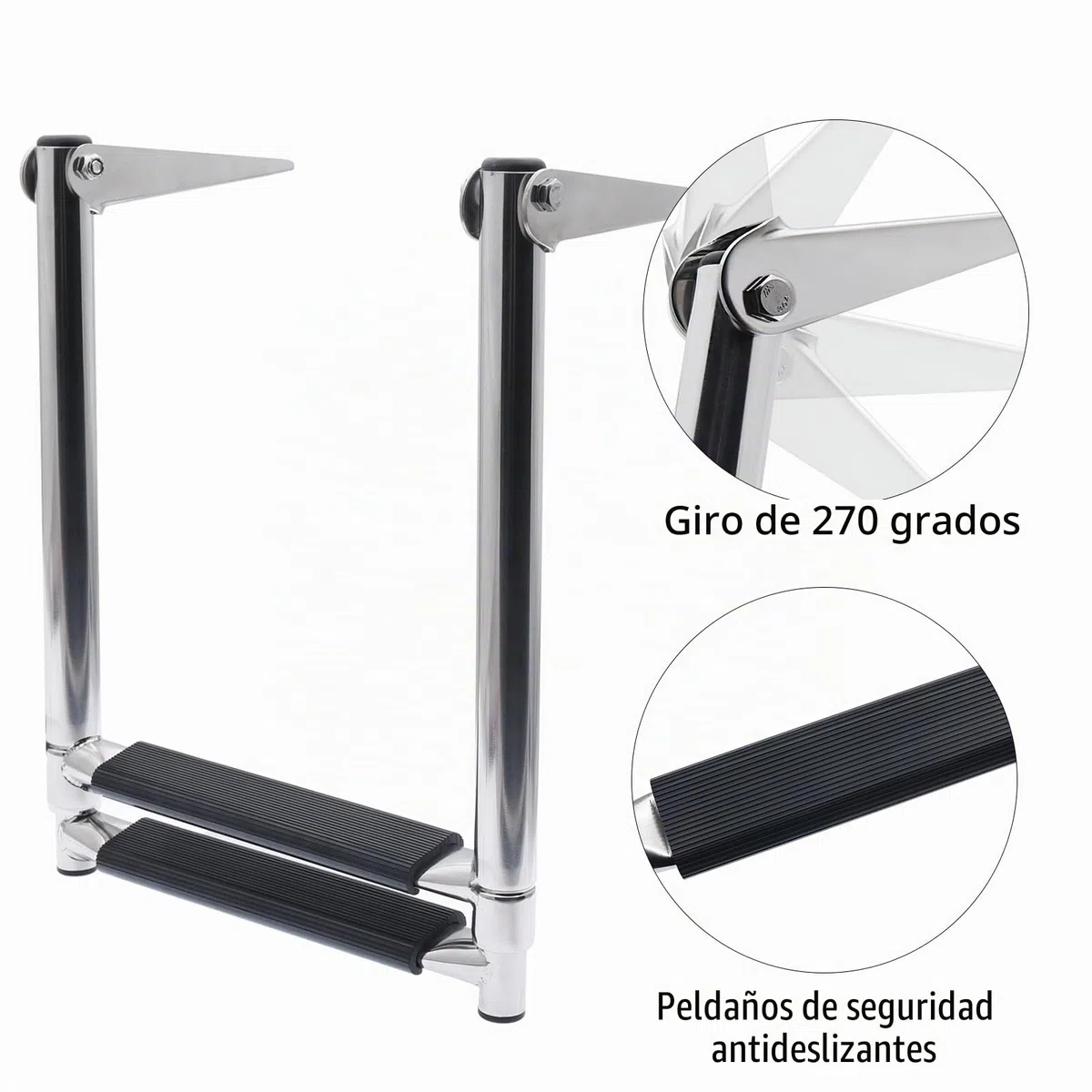 KAOLALI Escalera Telescópica para Barco Yate, Escalera de Barco Plegable de Acero Inoxidable(2 Escalones)