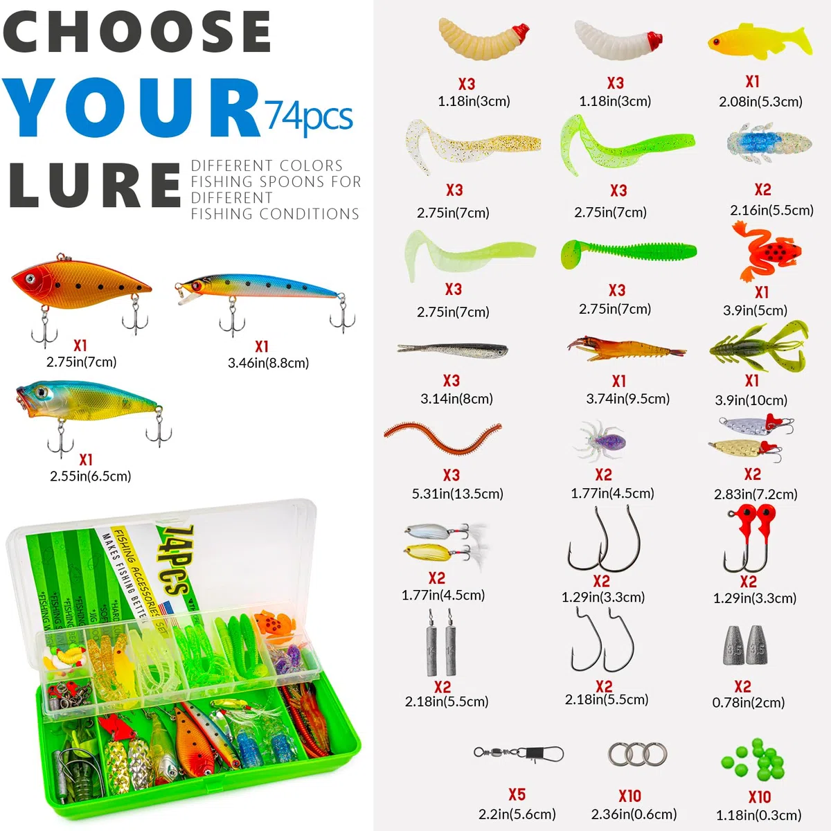 THKFISH Juego de 79 bolsas de pesca, mochila impermeable con cajas, bolsa de pesca, incluye alicates, cebos, removedor de anzuelos y agarre de labios
