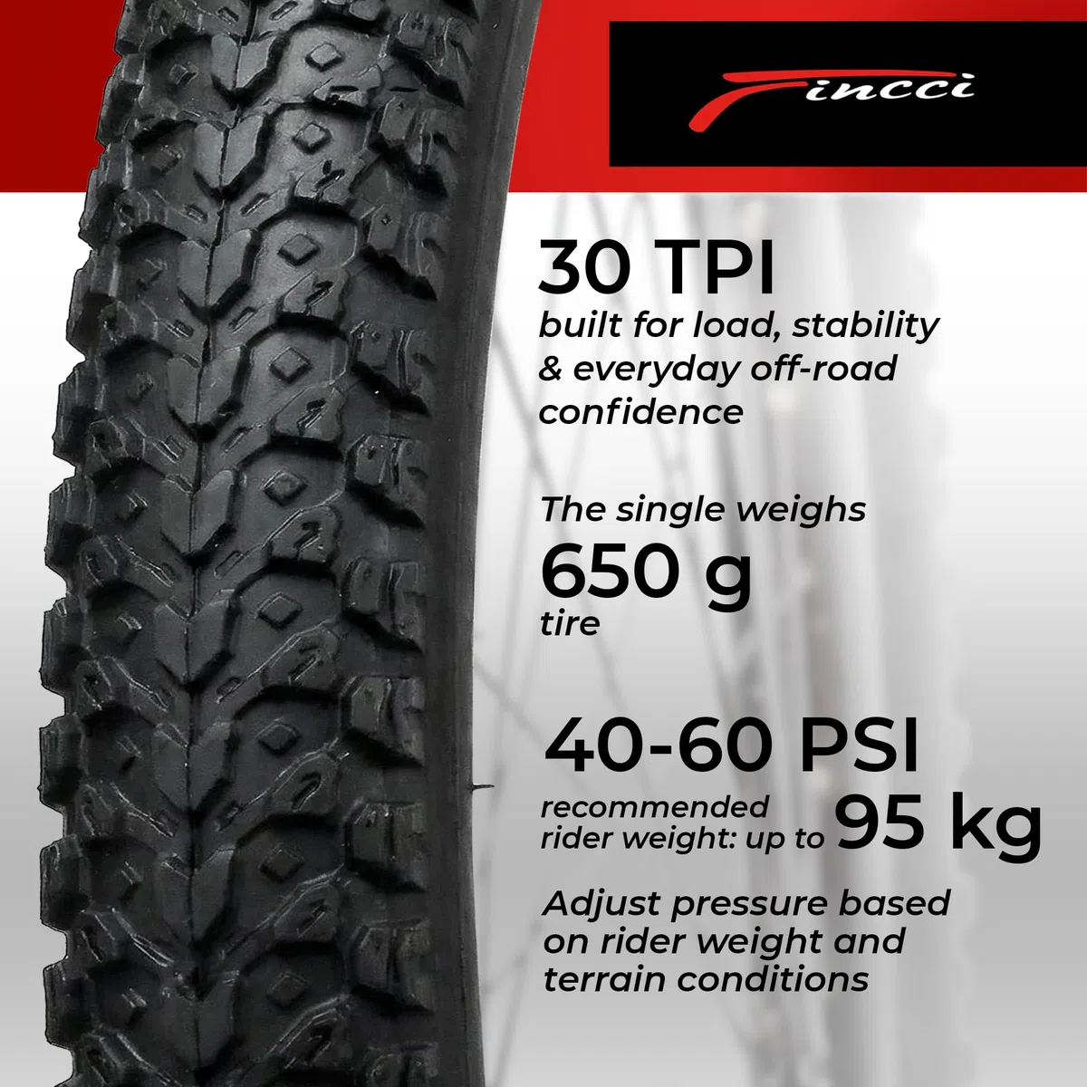 Fincci Сubiertas MTB 26 - Plegable Neumáticos Bicicleta Carretera 26 x 2,125 Pulgadas 57-559 Gomas Cupar para MTB Bici, Eléctrica Montaña Hibrida Bici, Sport Velo Tire