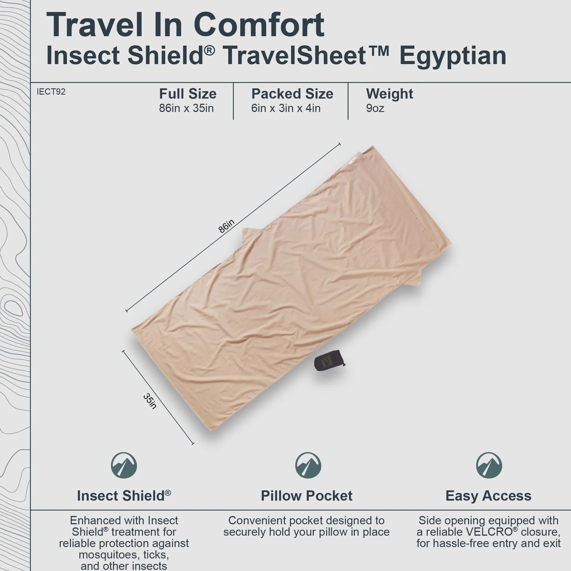 Cocoon TravelSheet Insect Shield Egyptian Cotton
