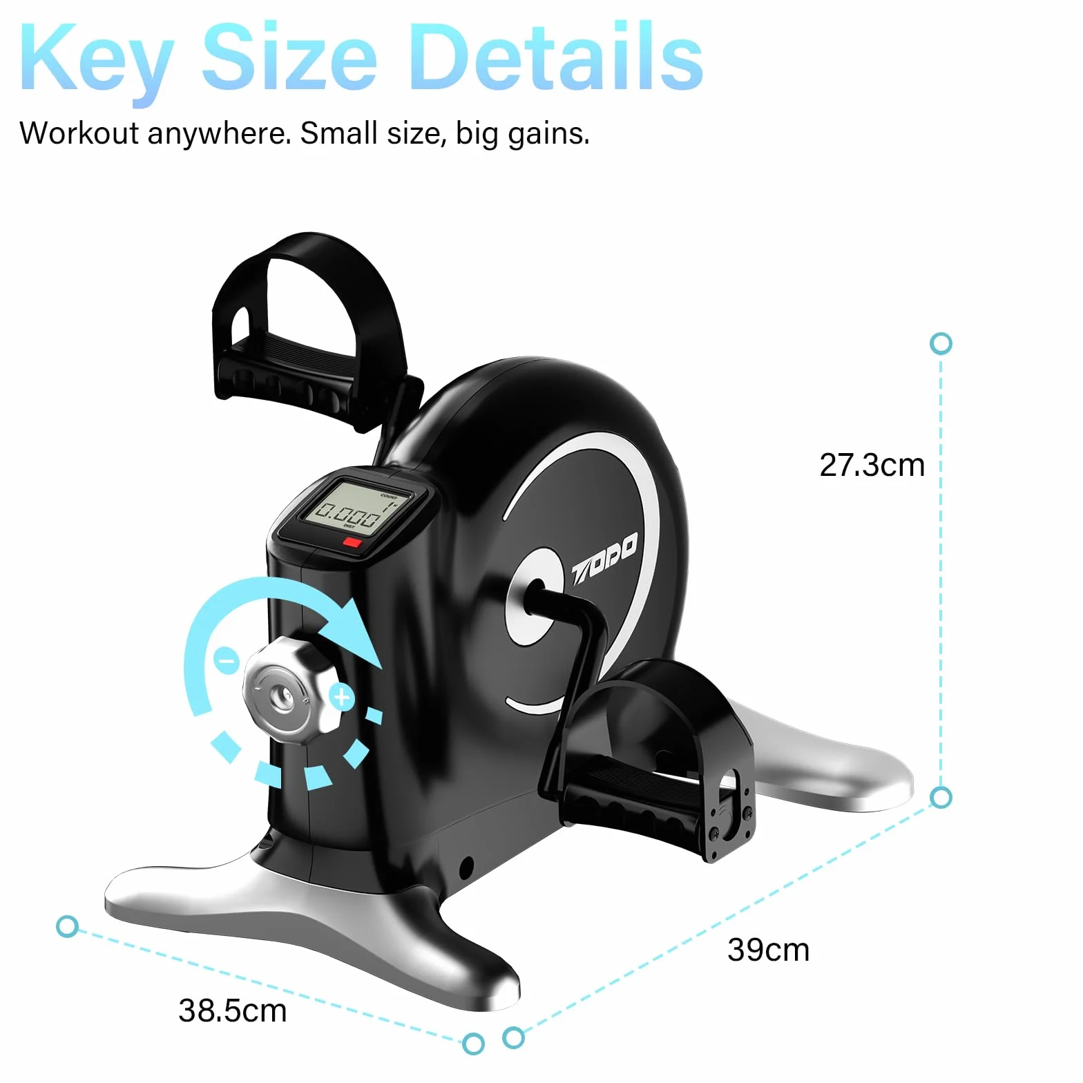 TODO Pedales Estaticos Personas Mayores, Mini Bicicleta Estática Resistencia Ajustable, Pedaleador para Ancianos con Pantalla LCD y Cinta de Sujeción, Ejercitador de Pedales para Casa & Oficina