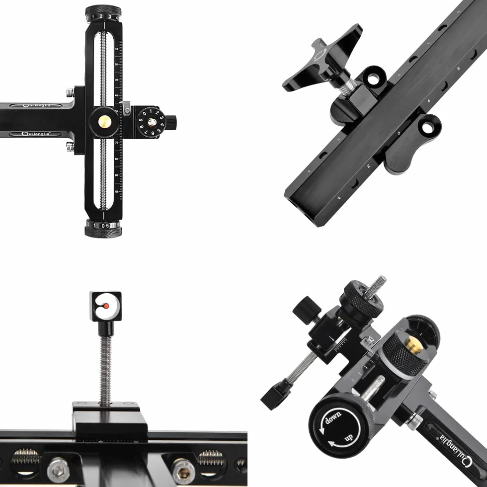 SHARROW Tiro al Arco Miras para Arco Recurvo Aluminio Vista de Arco Recurvo 9 Pulgadas Micro Ajustable Bow Sight Accesorios de Arco y Flecha