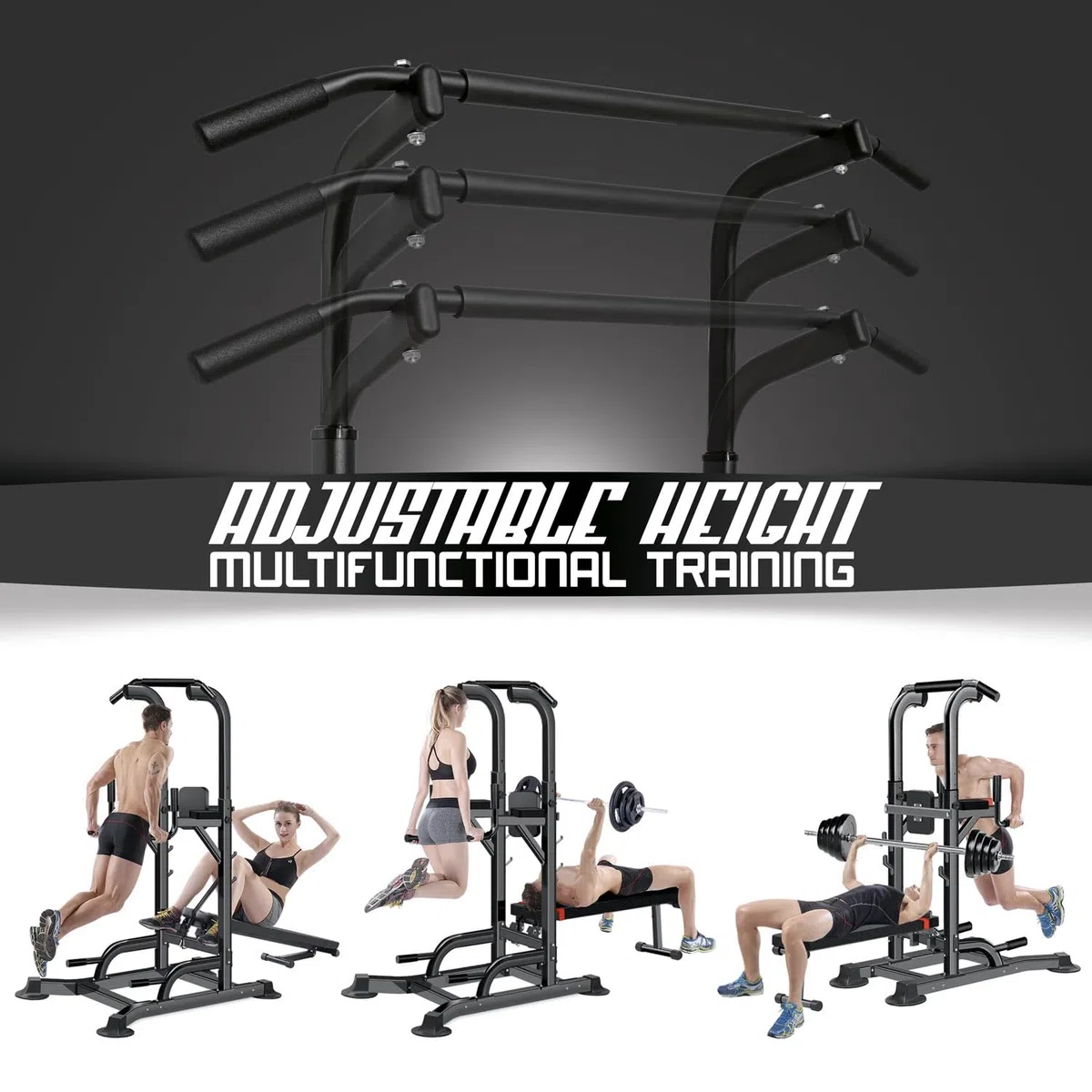 boudech - estación de entrenamiento multifunción con banco y barra de dominadas