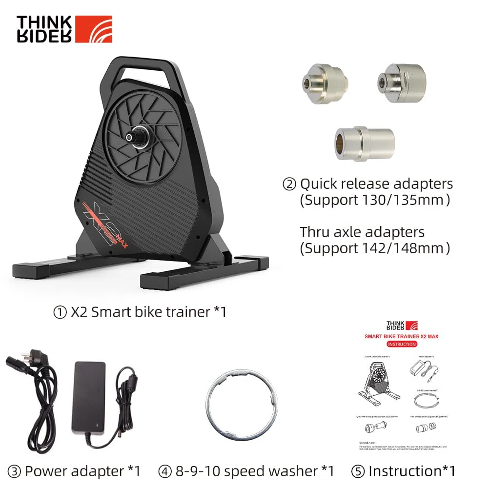 ThinkRider X2Max - Rodillo de Entrenamiento para Bicicleta Inteligente diseño portátil silencioso, Compatible con Ant + y BLE