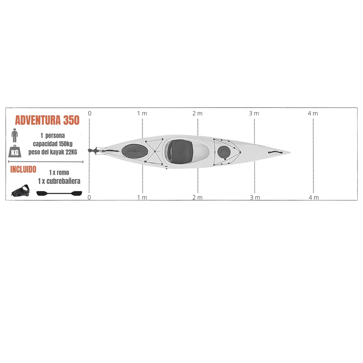 Cambridge Kayaks ES, Adventura 350, Turismo, Verde, Rigido