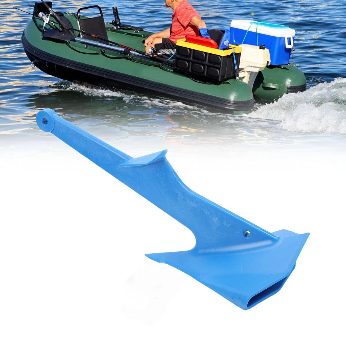 Ancla de Bote de Nylon, Ancla de 1 Kg/2.2 LB PWC, Ancla de Jetski con Punta Pesada Puntiaguda para Kayak en Jet y Embarcaciones Personales, 3 Metros de Profundidad