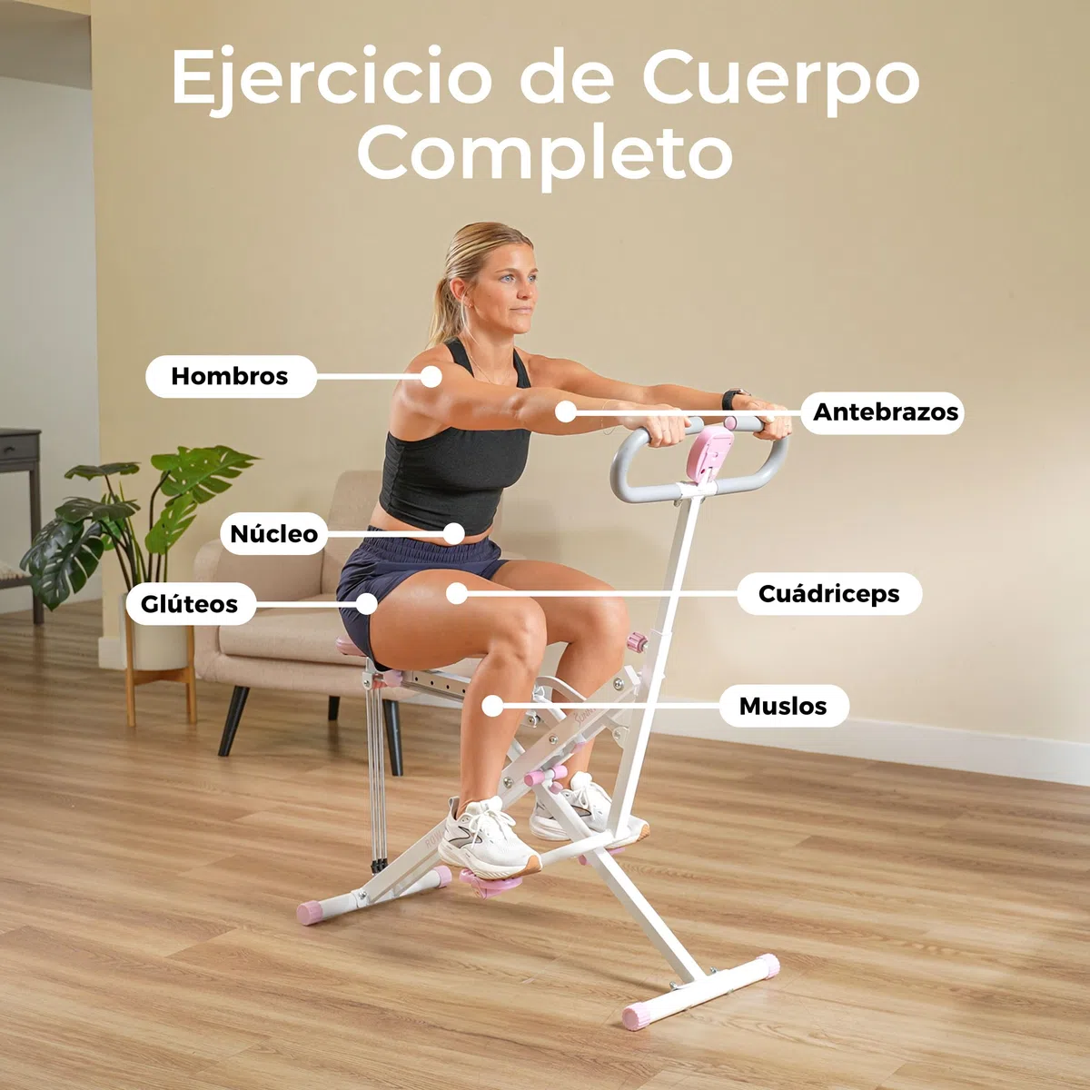 Sunny Health & Fitness Row-N-Ride Squat Trainer, Máquina de Sentadillas Plegable con Resistencia Ajustable, Equipo de Entrenamiento para Brazos, Glúteos y Piernas en Casa