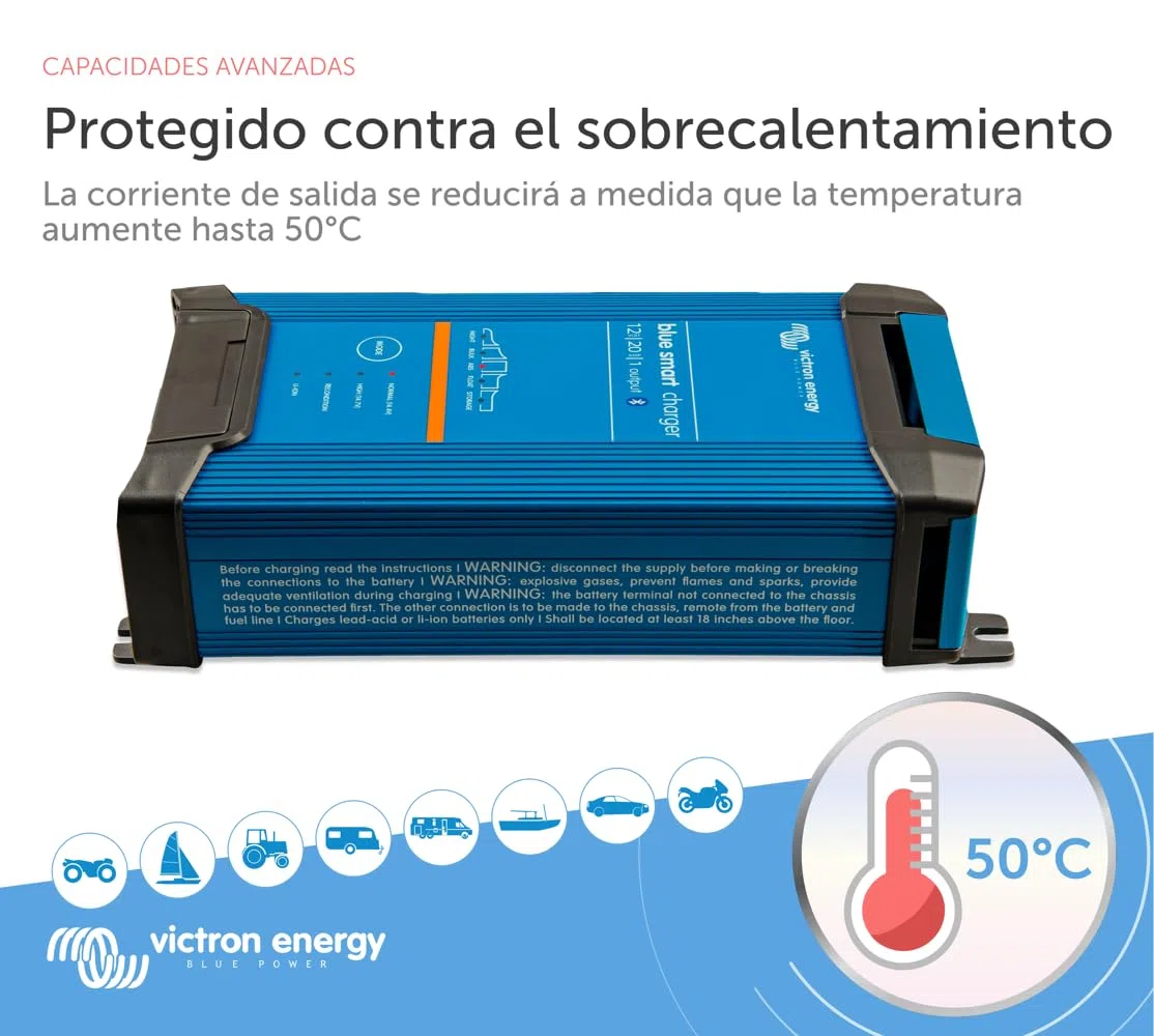 Victron Energy Blue Smart IP22 12-Voltios 20 amperios 230V, Cargador de Batería de Salida Única CEE 7/7, Bluetooth
