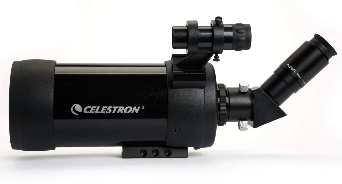 Celestron 52268 Mak: catalejo de 90mm en ángulo – Catalejo Maksutov – Excelente para largas distancias – Aumento de 39x con ocular de 32mm – Óptica con revestimiento múltiple – Recubierto de goma