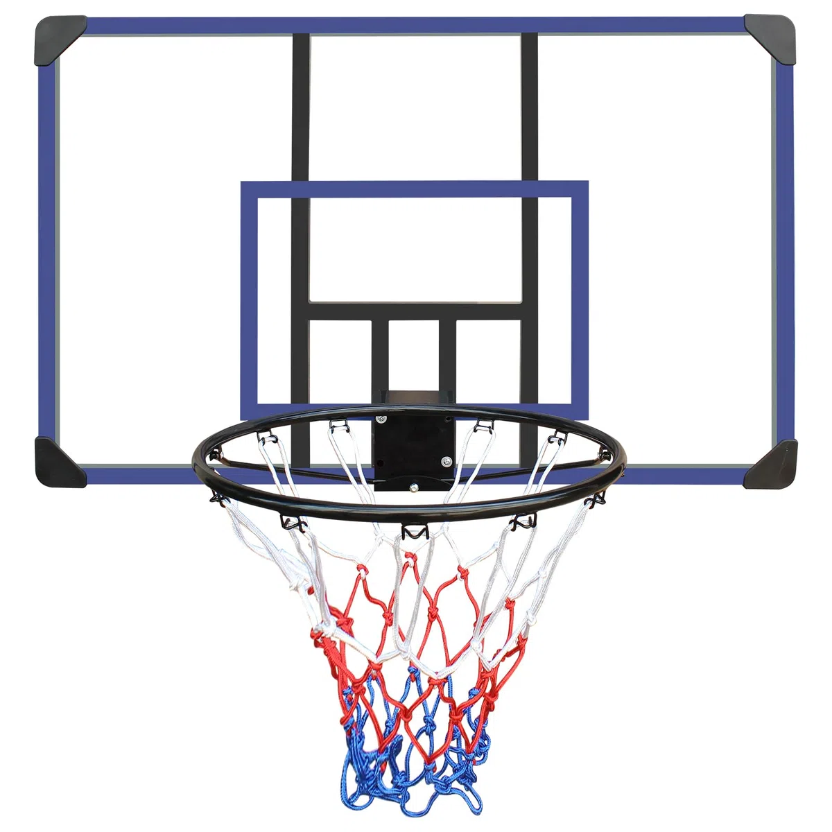 Aro de baloncesto montado en la pared, tablero inastillable de 45 x 29 pulgadas, aro plegable, aro duradero y red para todo tipo de clima para uso en interiores y exteriores