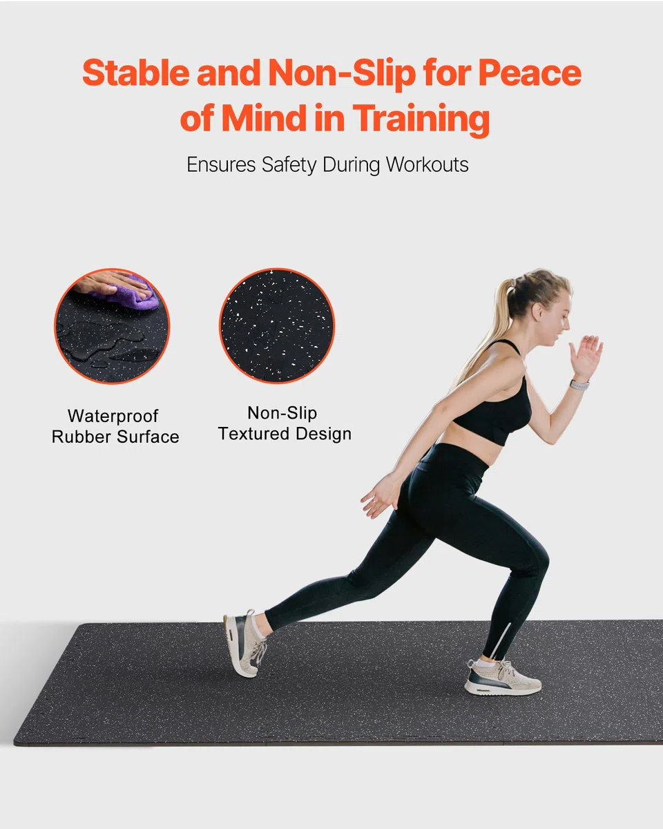 VEVOR Alfombrillas de Gimnasio de 610 x 610 x 14 mm, 25 Baldosas de Goma con Espuma EVA con Una Cobertura de 9,3 m² y Diseño de Rompecabezas Entrelazado para Gimnasio, Hogar, Garaje, Blanco y Negro