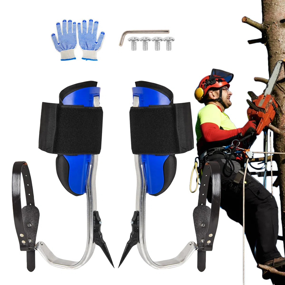 Trepadora de árboles, equipo de escalada de aleación de aluminio, juego de arnés resistente, herramienta de seguridad para deportes al aire libre, recolección de frutas en interiores