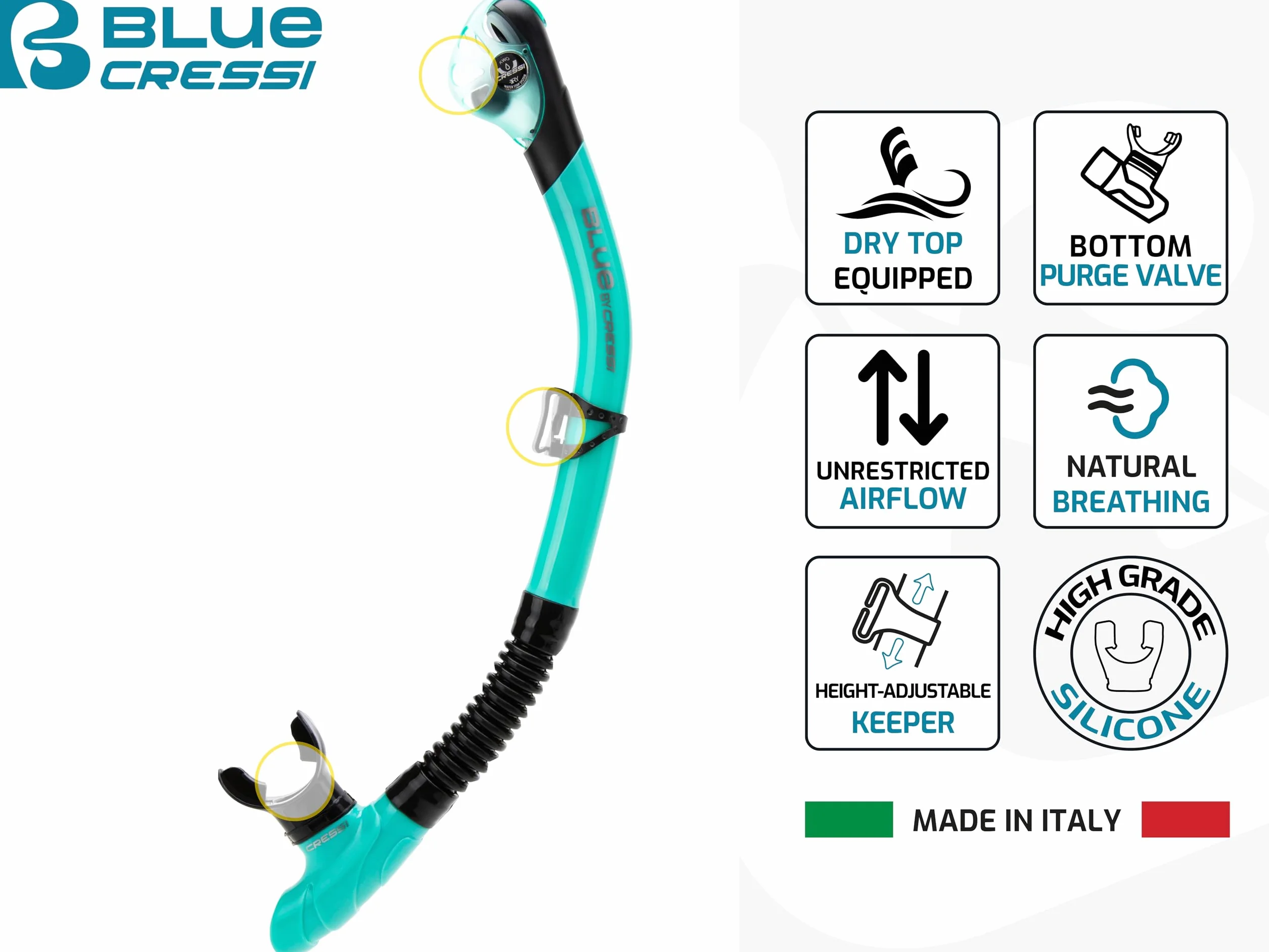 CRESSI Horizon - Mask Equiped with 4 Separate Tempered Glasses or Combo Set Mask + Snorkel Scilla Top Dry Sistem, Diving and Snorkeling with Uninterrupted Panoramic Vision