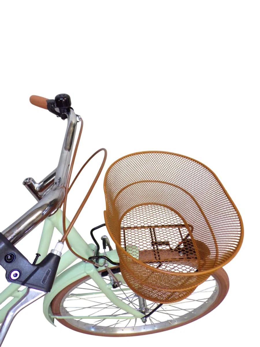 Bicicleta de paseo holandesa para mujer, de ciudad, de 26 pulgadas, vintage, con cesta de acero