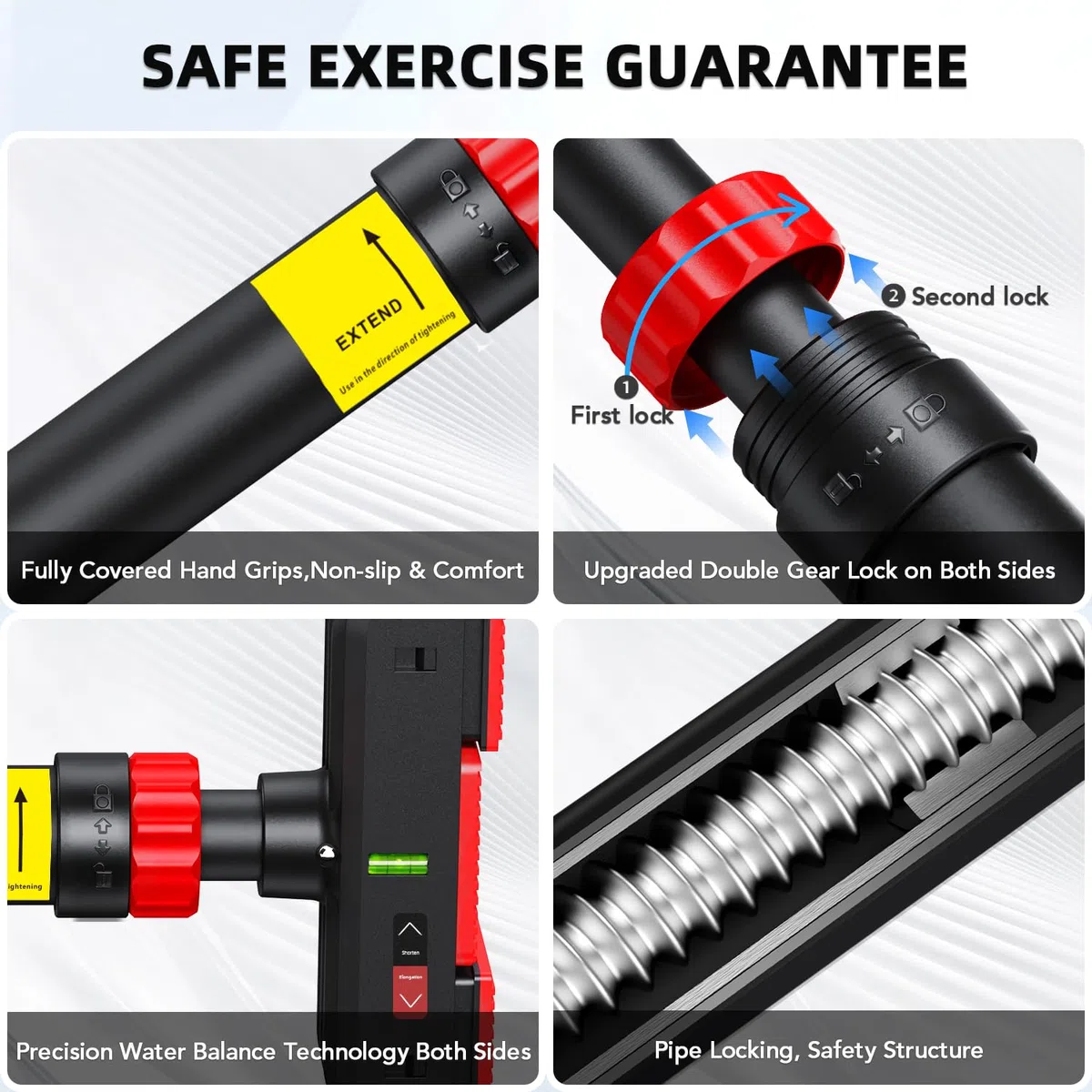 Barra de Dominadas sin Tornillos, Barra de Ejercicio para Pared, Ajustable 72-110cm, hasta 200 kg, Barra de Entrenamiento para Puerta Bloqueo Auto para Gimnasio en Casa Físico