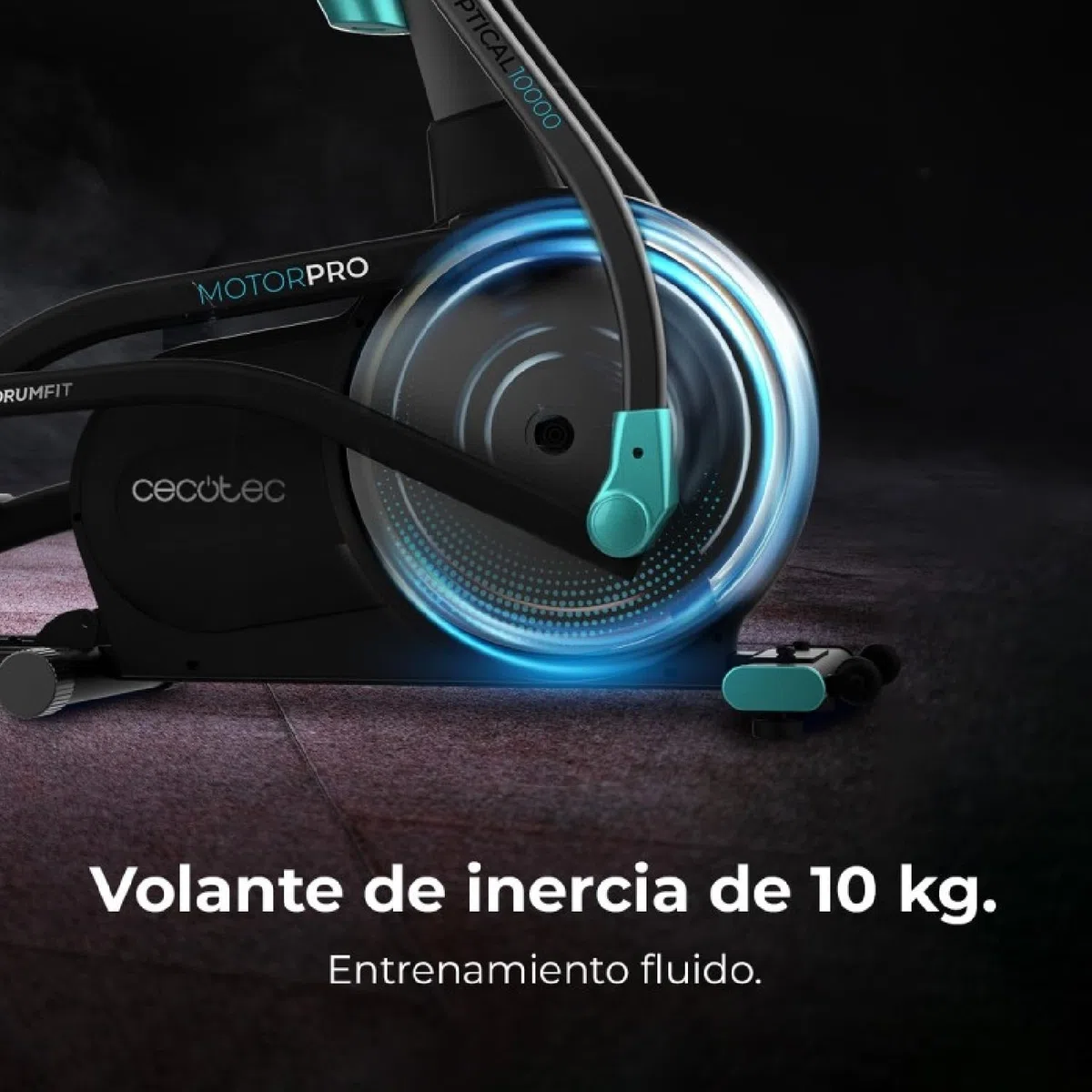 Cecotec Bicicleta Elíptica DrumFit Elliptical Eir Pro. Resistencia Magnética Regulable con Motor, Volante inercia 8-10 Kg, Monitor LCD, Soporte Dispositivos, Ruedas Transporte, Botella y Portabotellas